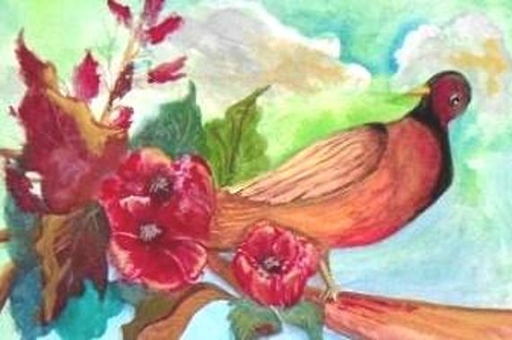 Bird art, wall prints,  wall art, modern wall art, floral painting, art poster, modern home decor, wall pictures, watercolor painting # 43