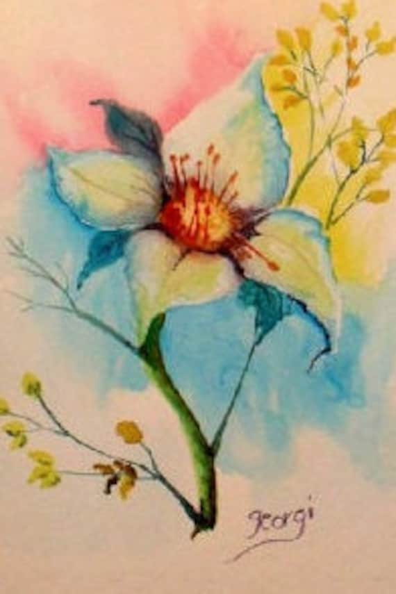 White cosmos flower, watercolor art, gifts for mom, wall pictures, kitchen wall art, decorative posters, home decor, flower wall decor #49