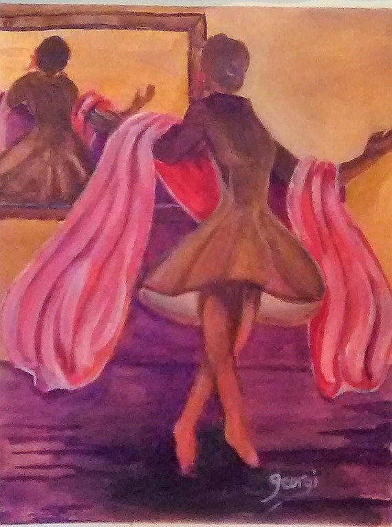 Lady in  Mirror, Dancing Lady, watercolor painting, modern wall art, cool posters, figure wall art, giftr, cool wall art, home decor #32