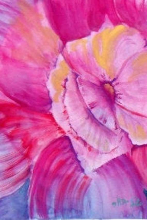 Mother's day gifts, hot pink flower, watercolor painting, gifts for her, pink flowers, floral wall art, wall pictures, dining room decor #44