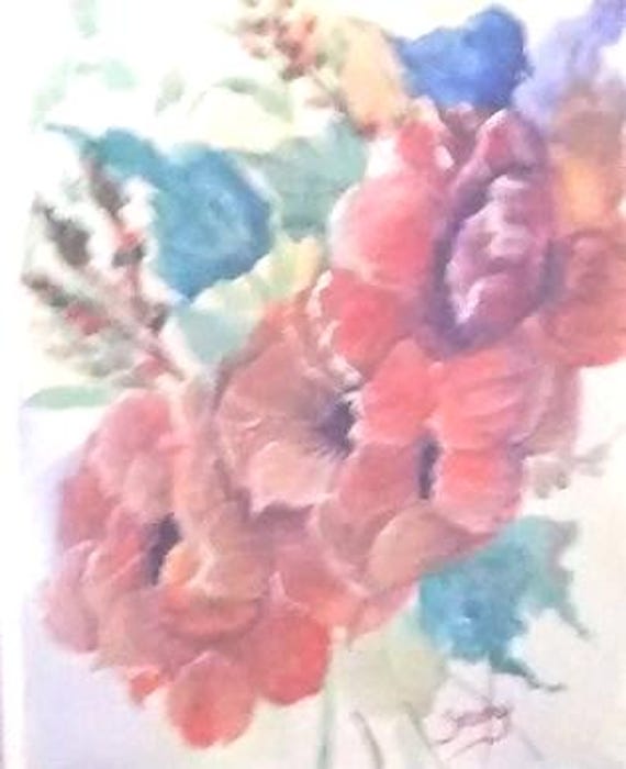 Modern watercolor painting, red floral wall art, floral painting, art prints from my original painting,house warming gifts #4