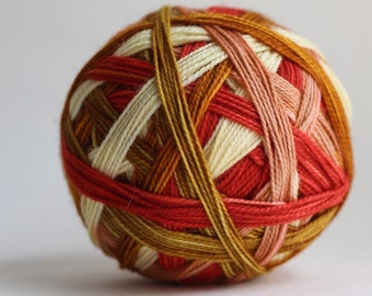 Ready to Ship! Skein: "Gold Rush (5 color self-striping)" -  Pale Yellow, Gold, Deep Gold, Orange & Pale Peach