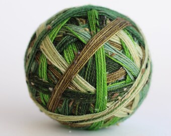 Ready to Ship! Skein: "**Green Thumb (6 Color self-striping)" - pale green, mossy green, khaki green, bright green, sage green...