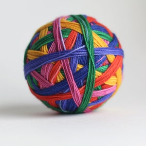Ready to Ship Skein: Funny Story 6 color self-striping Hyacinth Purple, Pink, Orange, Yellow, Royal Blue Purple, Green image 2