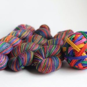 Ready to Ship Skein: Funny Story 6 color self-striping Hyacinth Purple, Pink, Orange, Yellow, Royal Blue Purple, Green image 8