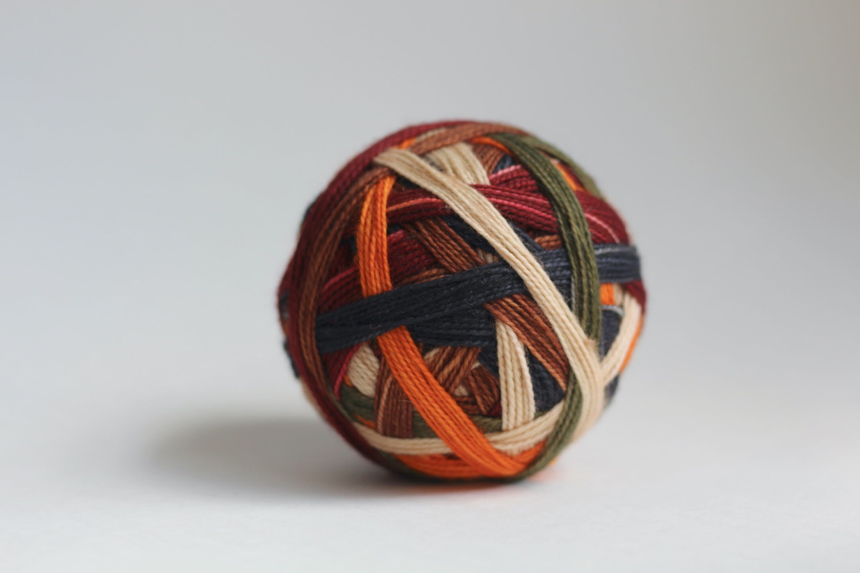 Ready to Ship! Skein: "Evermore (6 color self-striping)" -  Soft Tan, Woodsy Brown, Thyme, Deep Charcoal, Orange, & Deep Red