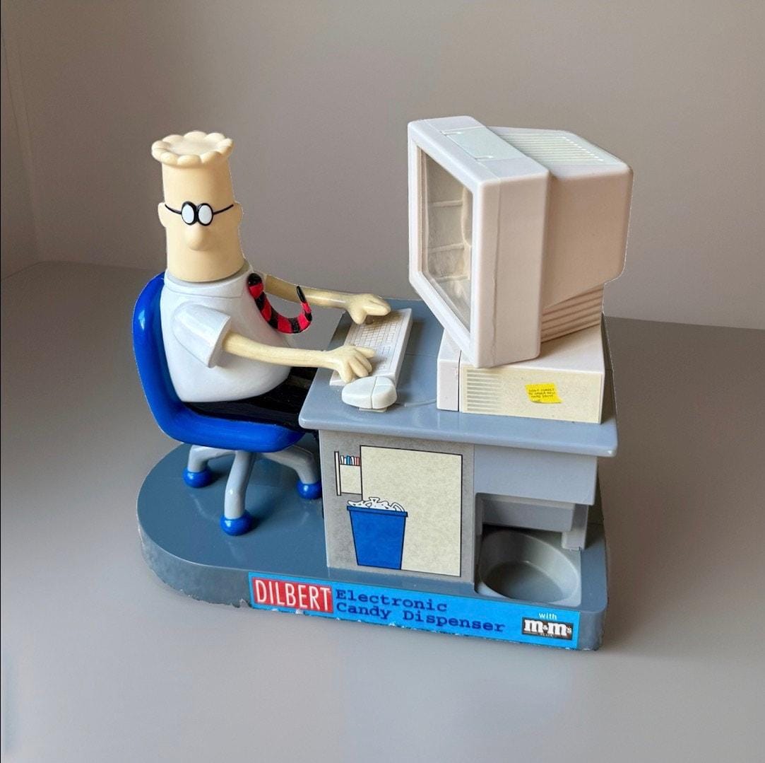 Vintage Dilbert Electronic M&M Candy Dispenser Tested Working 1997