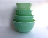 Terrific Set of Four Fire King Jadeite Nesting Mixing Bowls
