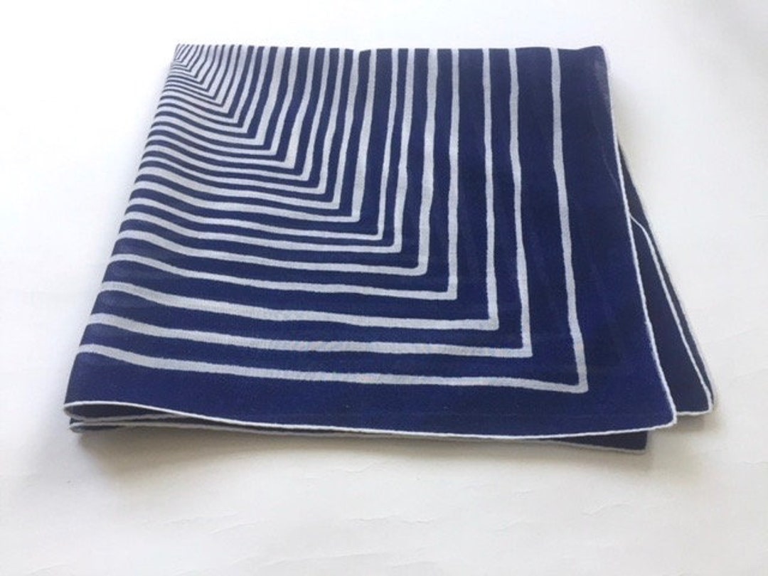 Fantastic Navy Blue Linen Op-art Geometric Handkerchief - Etsy