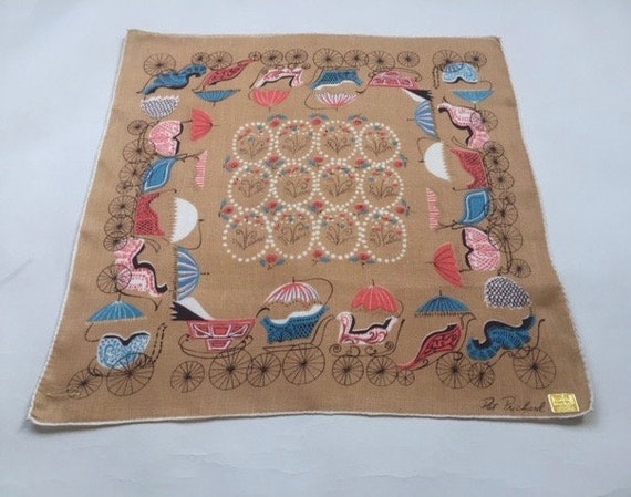 Terrific Pat Pritchard Linen Hanky with Baby Carr… - image 6