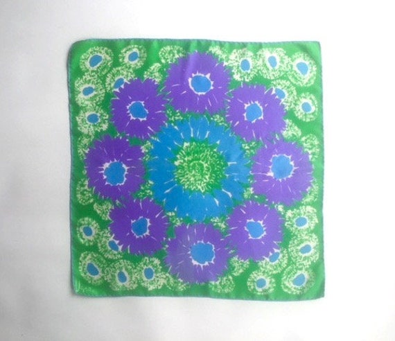 Brilliant  Blue + Green Vera Floral Scarf - image 1