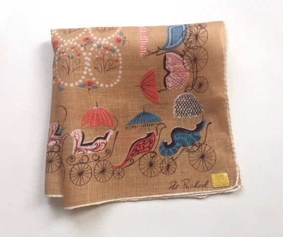 Terrific Pat Pritchard Linen Hanky with Baby Carr… - image 2