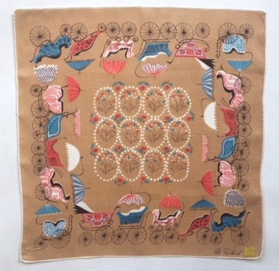 Terrific Pat Pritchard Linen Hanky with Baby Carr… - image 3