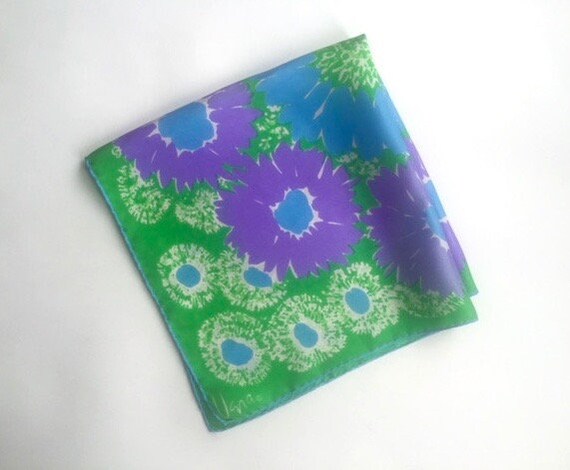 Brilliant  Blue + Green Vera Floral Scarf - image 7