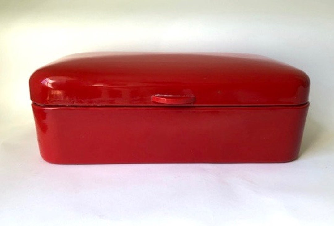 Great German Red Enamel Bread Box Etsy