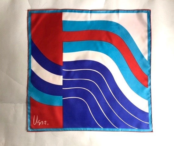 Bold Vera Red, White, and Blue Striped Scarf - image 1