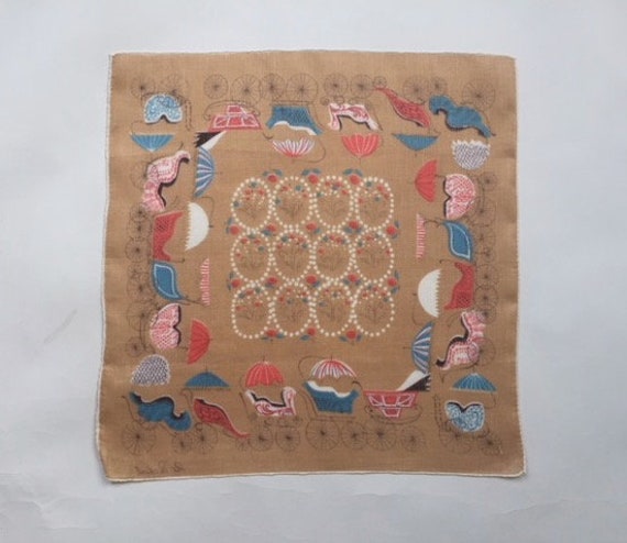 Terrific Pat Pritchard Linen Hanky with Baby Carr… - image 9