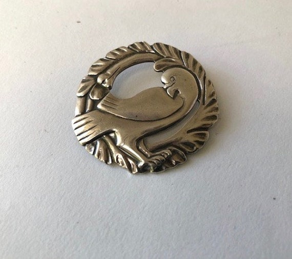 Jewel Art Sterling Silver Bird Brooch Pin RARE