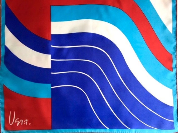 Bold Vera Red, White, and Blue Striped Scarf - image 2