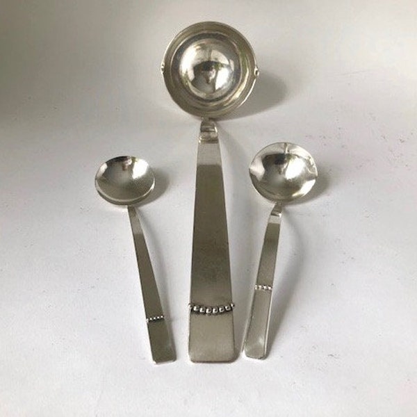 Set of Three Art Deco Silver Plated Ladels