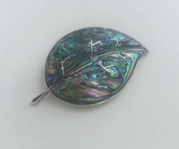 Beautiful Mexican Sterling Silver and Abalone Lea… - image 1