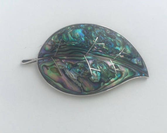 Beautiful Mexican Sterling Silver and Abalone Lea… - image 2