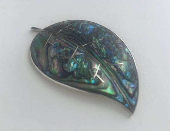 Beautiful Mexican Sterling Silver and Abalone Lea… - image 5