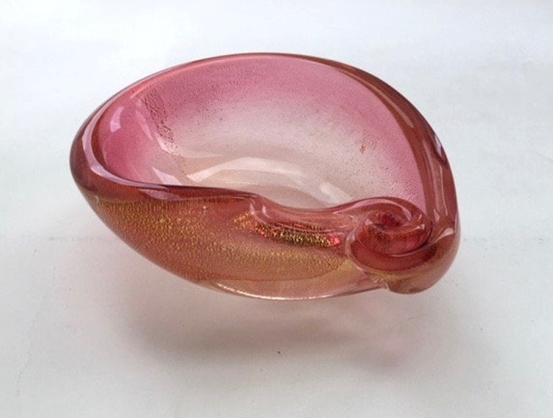 Italian Murano Red and Gold Glass Bowl Etsy