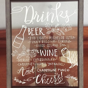 Glass Bar Menu Sign
