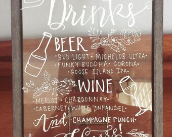 Glass Bar Menu Sign