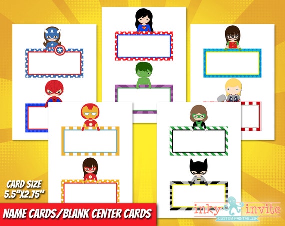 superhero classroom blank name cards or center cards etsy