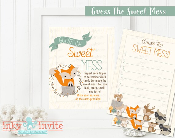 Guess The Sweet Mess Candy Bar Diaper Game Boy Sweet Woodland Baby