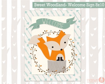 Sweet Woodland Baby Shower Welcome Sign Instant Download | Forest Friends Baby Shower | Woodland Animals