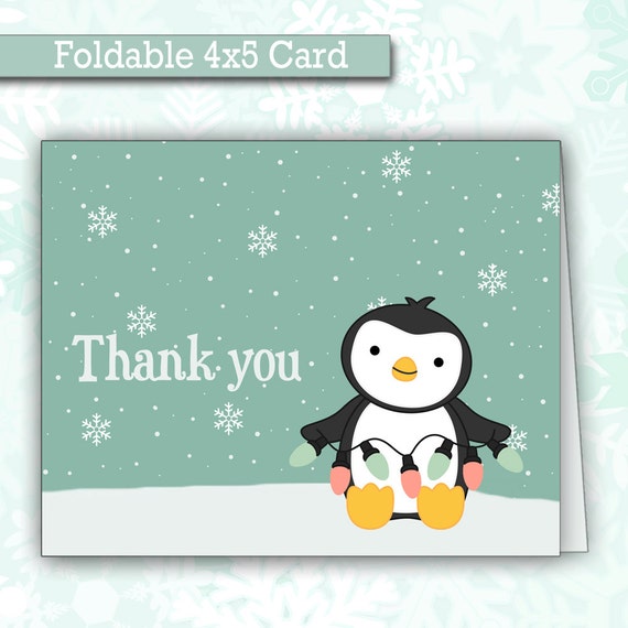 Cute Christmas Penguin Thank You Cards Winter Thank You - Etsy