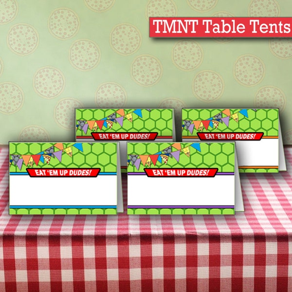 INSTANT DOWNLOAD Blank Ninja Turtles Birthday Food Table Tents Cards | Turtle Birthday Party Printable Food Tents