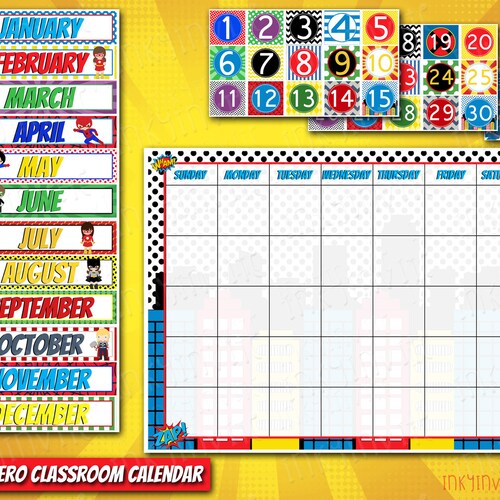Superhero Classroom Calendar Pre-school Classroom - Etsy
