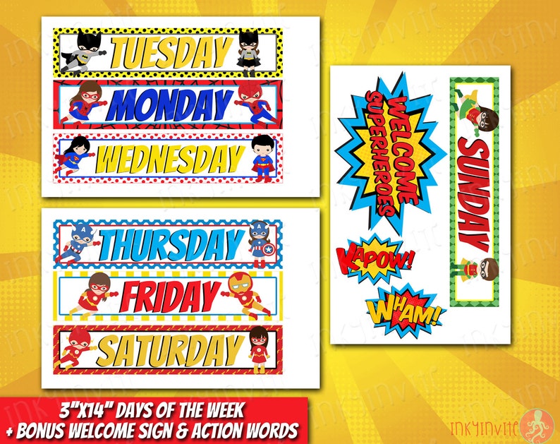 Superhero Classroom Calendar Preschool Classroom Etsy