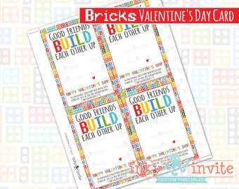 Building Blocks Valentine's Day Cards  | Mini Figure Bricks Scripture Valentine's | Kids Class DIY Valentine Cards | Brix, Building Bricks