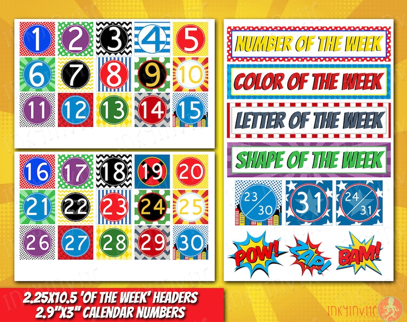 Superhero Classroom Calendar Pre-school Classroom - Etsy
