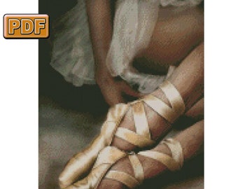Zapatillas de ballet - Patrón punto de cruz PDF - Descarga inmediata - Cross stitch pattern PDF - Instant download