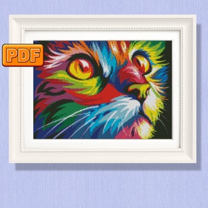 Color cat Cross stitch pattern PDF Instant download Cross stitch pattern PDF Instant download image 2