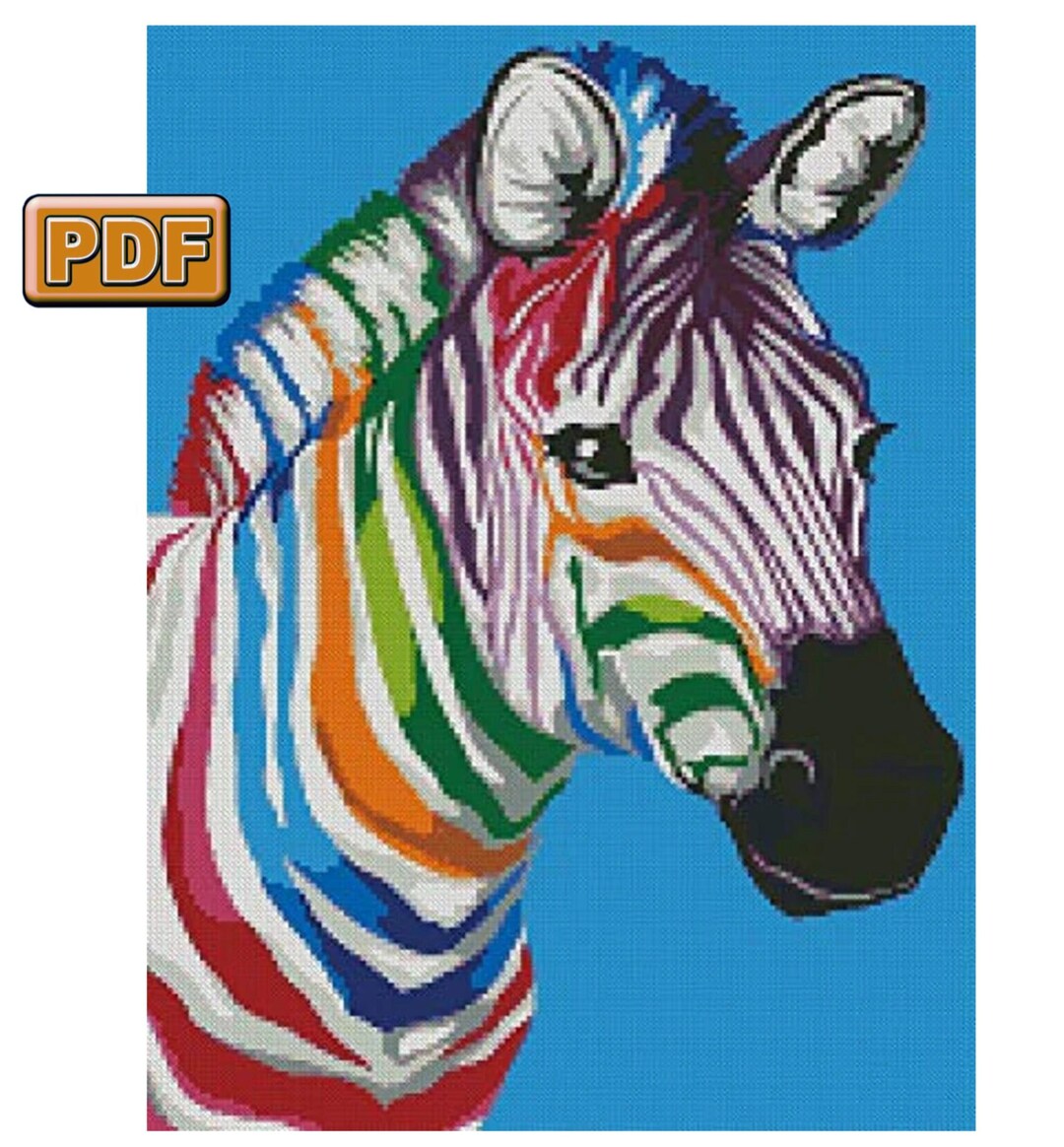 Zebra Color Cross Stitch Pattern PDF Instant Download Etsy