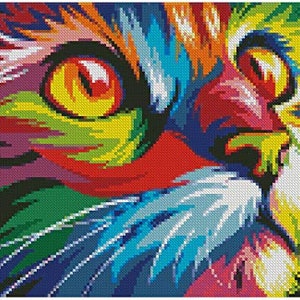 Color cat Cross stitch pattern PDF Instant download Cross stitch pattern PDF Instant download image 3