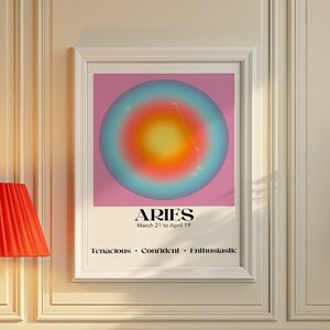 Aries Star Sign Instant Download Print, Gradient Zodiac Poster, Astrology Sign Art,  Zodiac Art Printable, Aura Gradient Poster, Trendy Art
