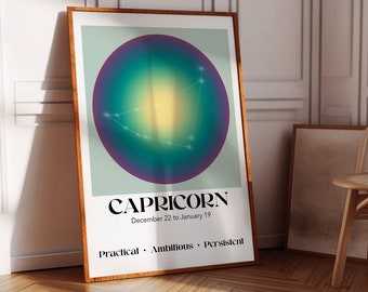 Capricorn Zodiac Poster: Gradient Aura Astrology Art (Digital Download)