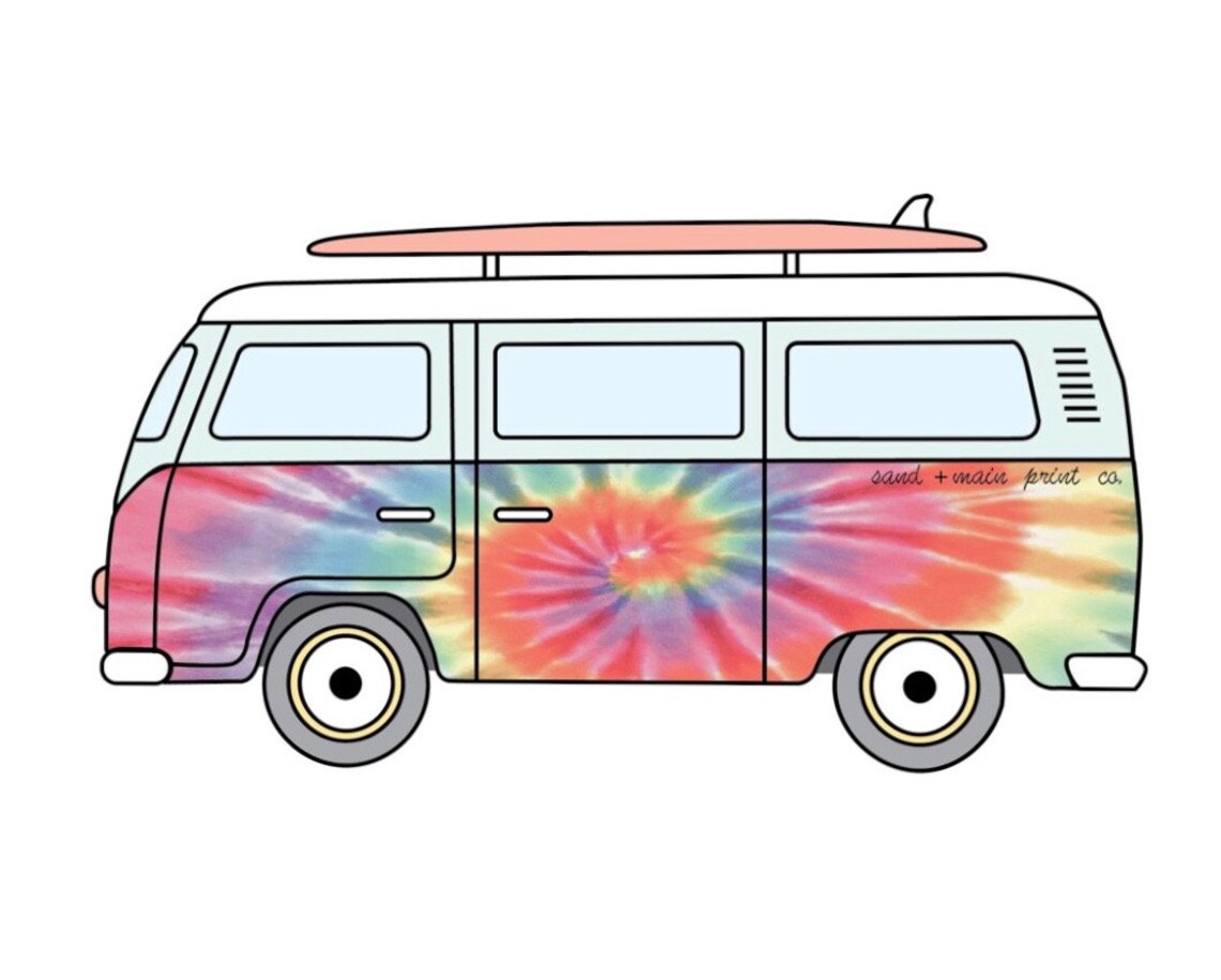 Tie Dye VW Van Sticker, Tie Dye Bus, Tie Dye Sticker, Good Vibes