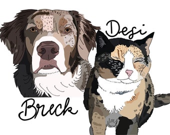Custom Cartoon Pet Portrait, Pet Drawing, Digital Pet Art, Dog Illustration, Personalized Pet Gift, Gifts for Pet Parents, Dog Portrait