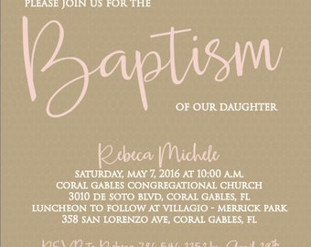 Baby girl Baptism Lace Invitation (Digital)