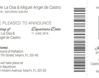 Destination Wedding Ticket Invitation