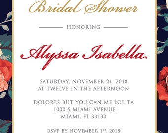 Floral Bridal Shower Invitation- DIGITAL FILE ONLY